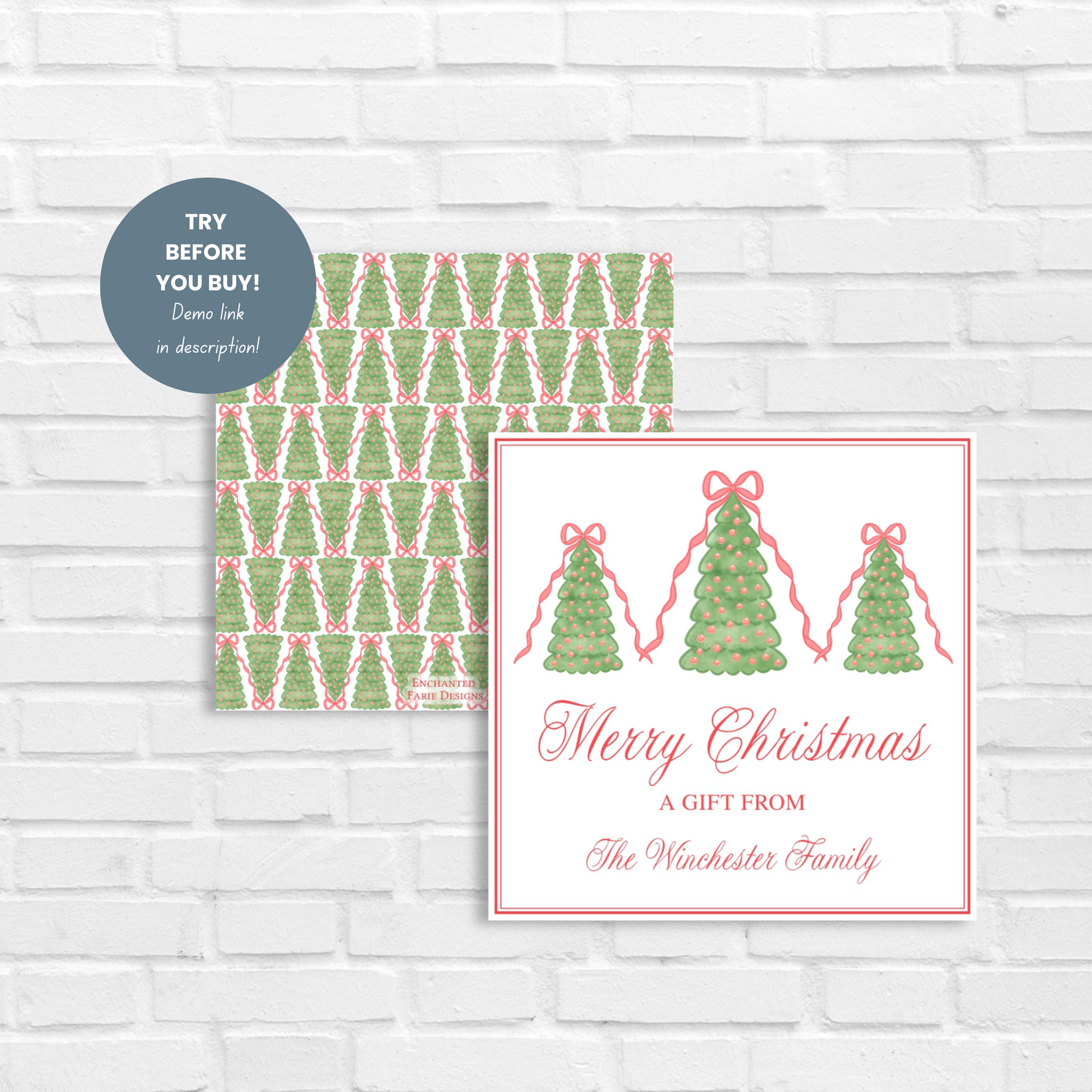 Red Christmas Tree Gift Tag