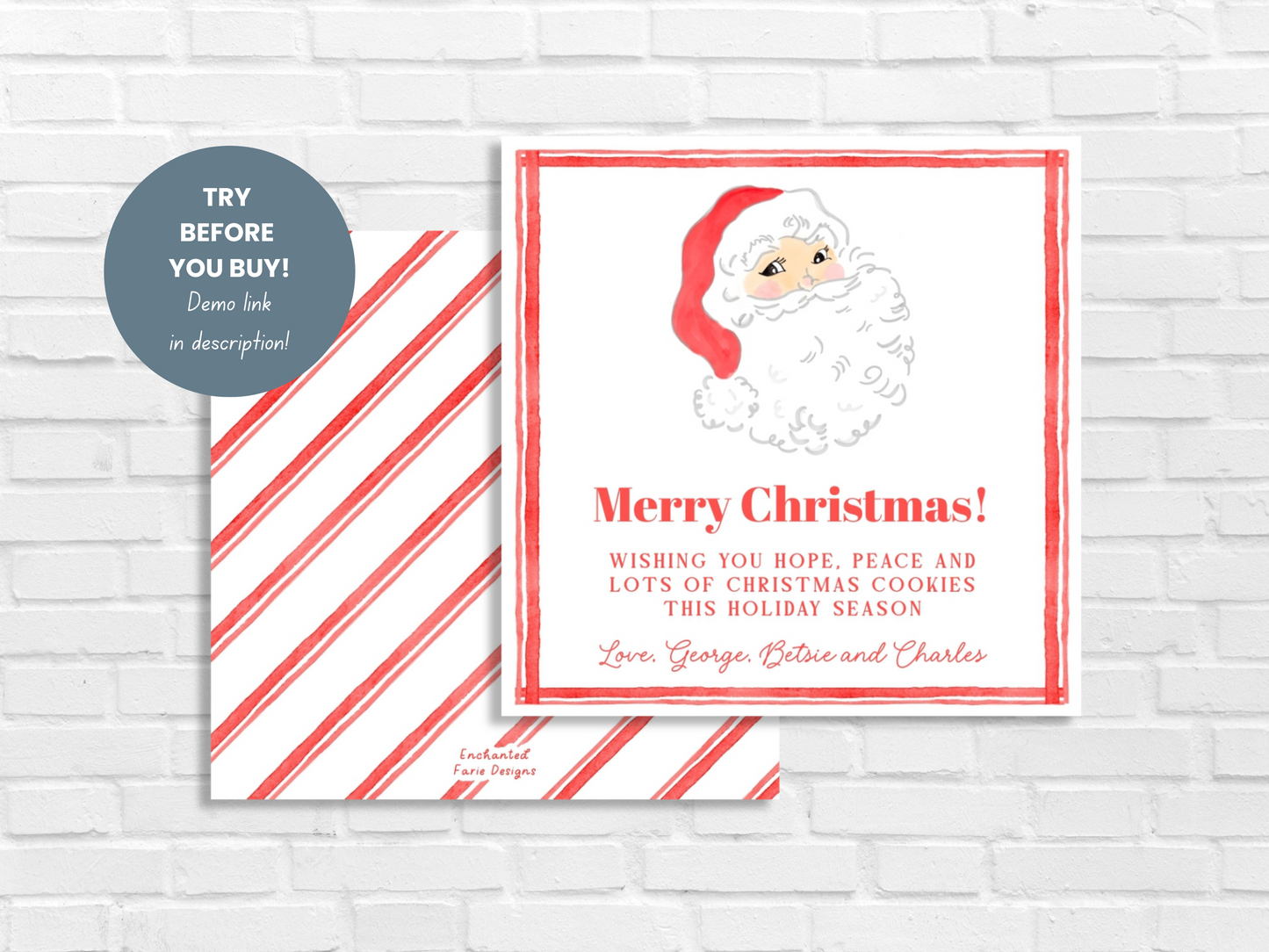 red santa favor tag