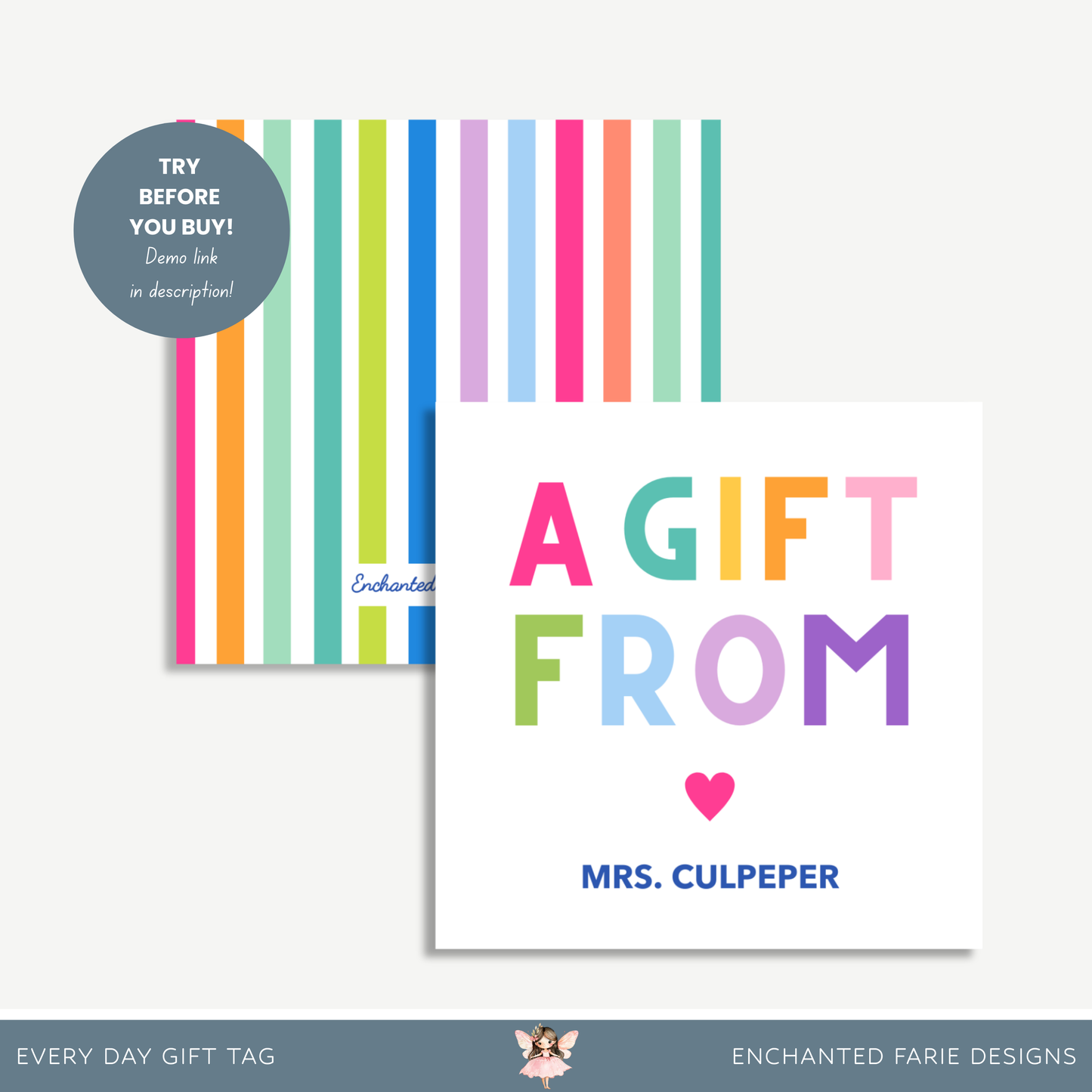 A Gift From Rainbow Teacher Favor Tag – 3x3"