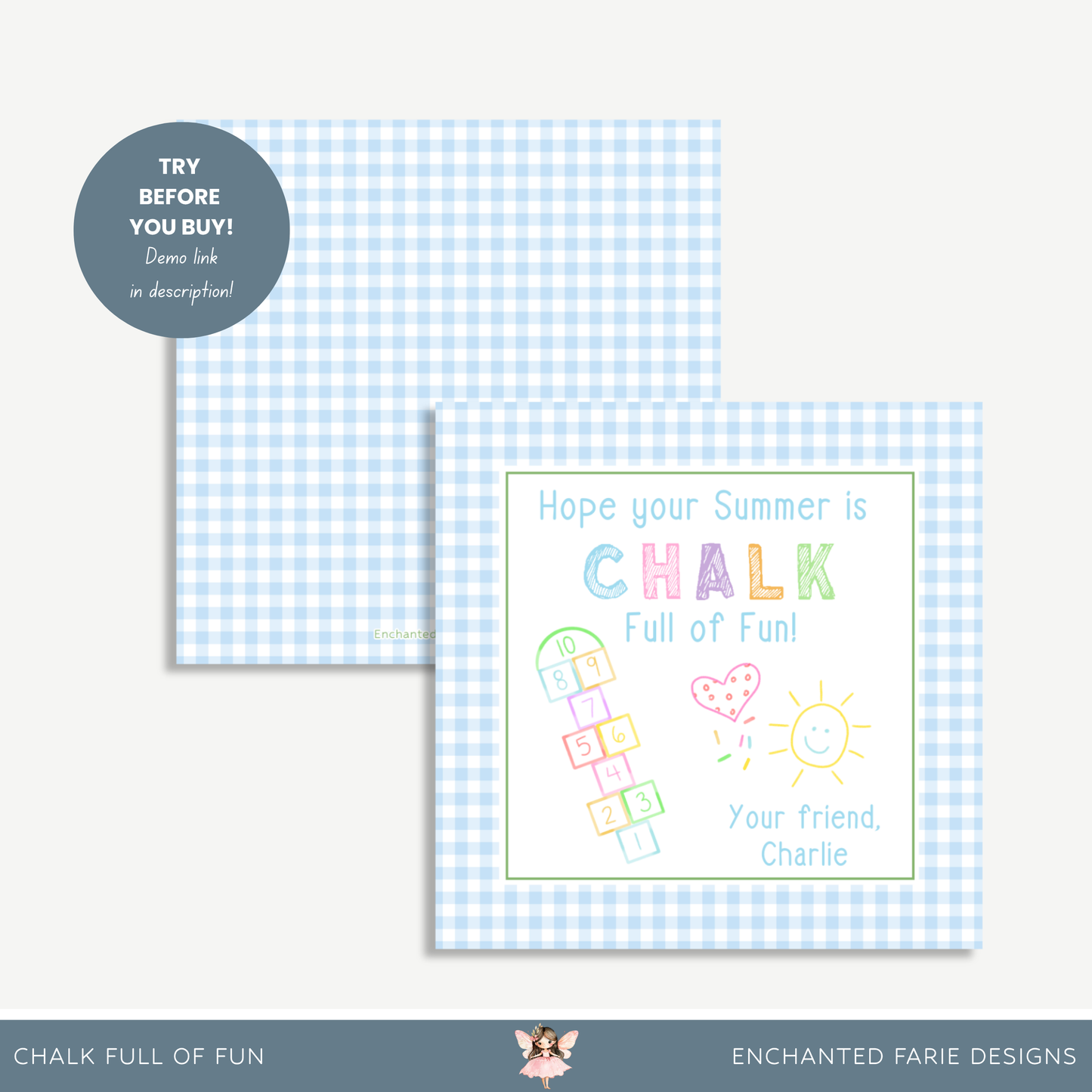 Chalk Full of Fun” Summer Gift Tag – 3x3" Printable Favor Tag