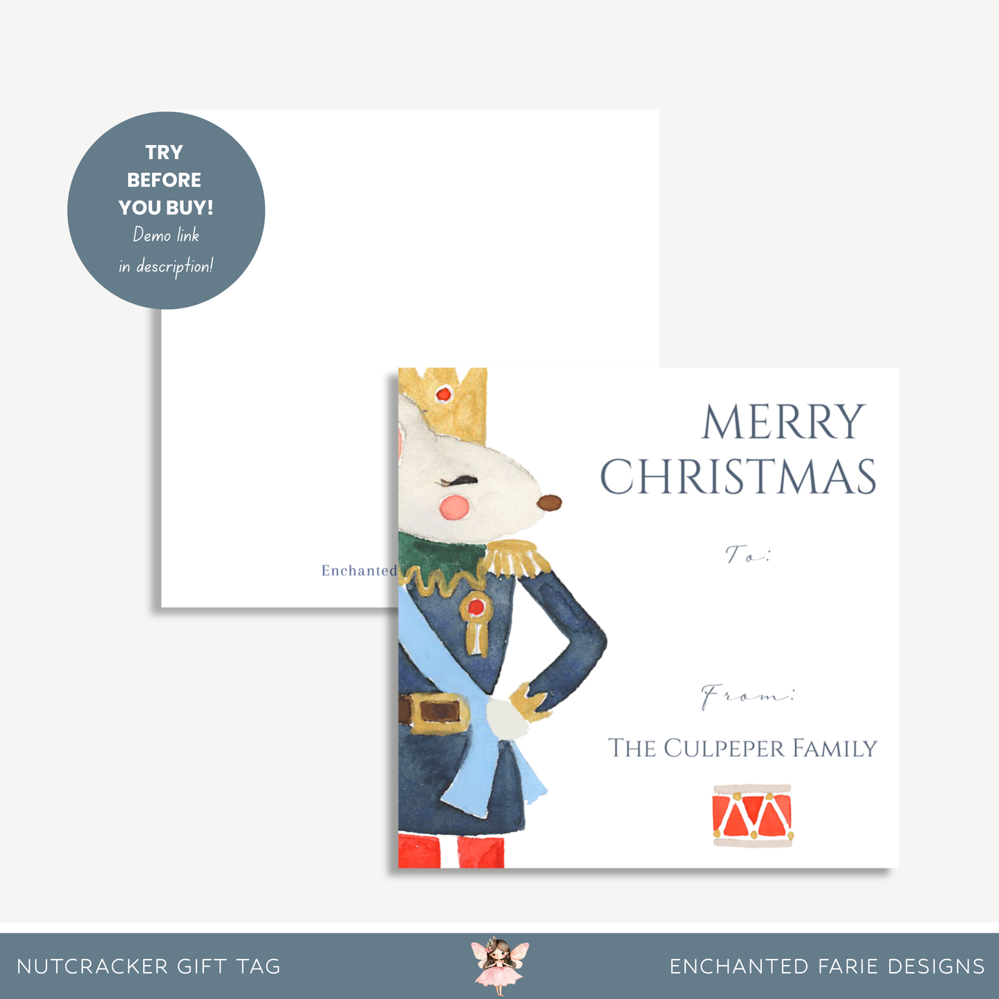 Nutcracker Mouse King Christmas Gift Tag