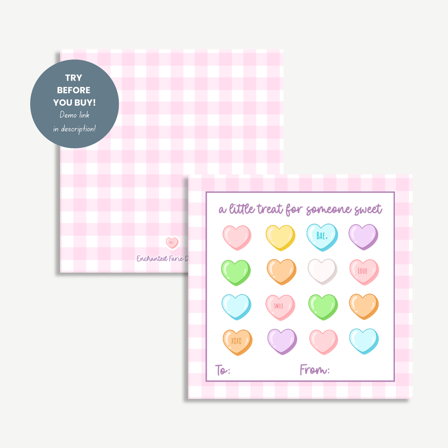 Conversational Hearts Gift Tag | 3x3 Printable Valentine Tag