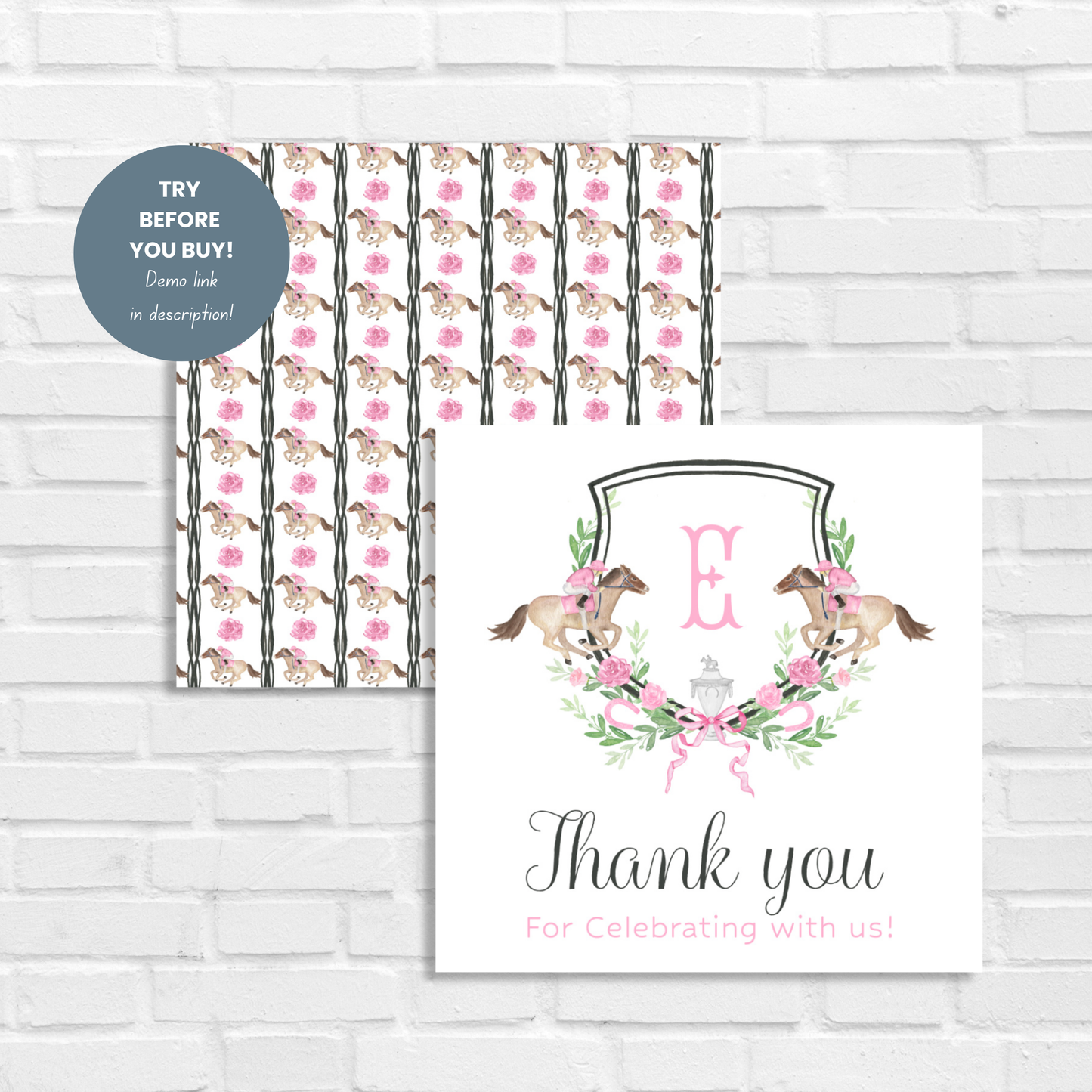 Kentucky Derby Pink Birthday Gift Tags