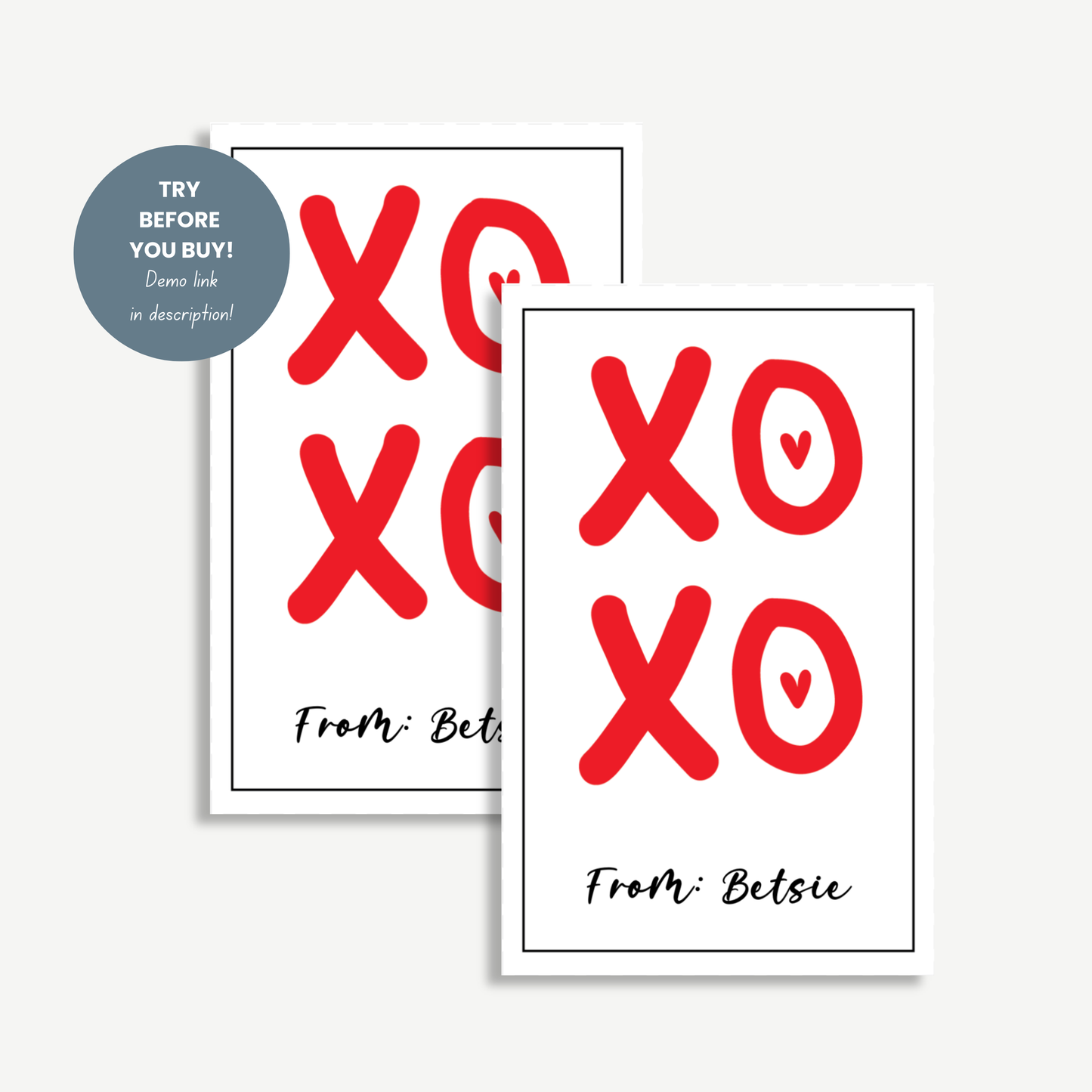 XOXO Valentine Gift Tag Printable