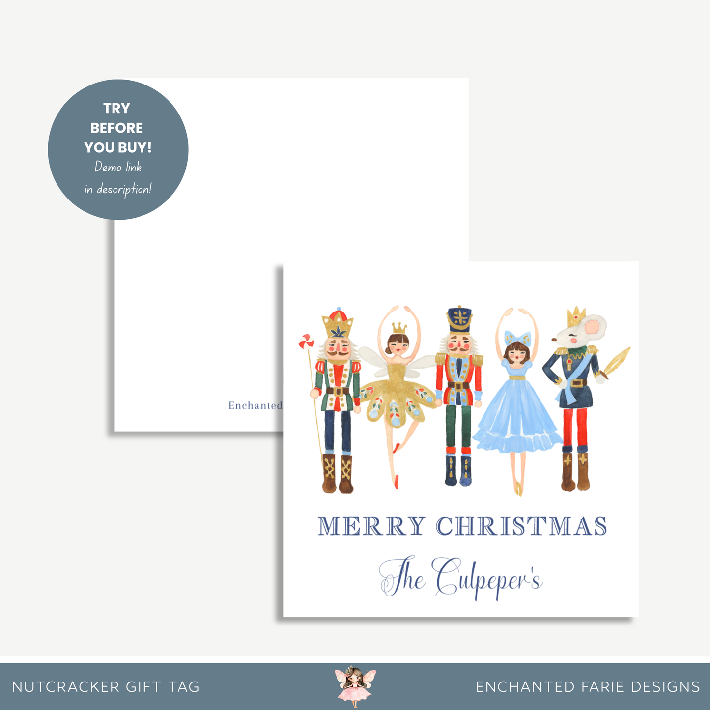 Nutcracker Christmas Gift Tag – Whimsical Holiday Printable