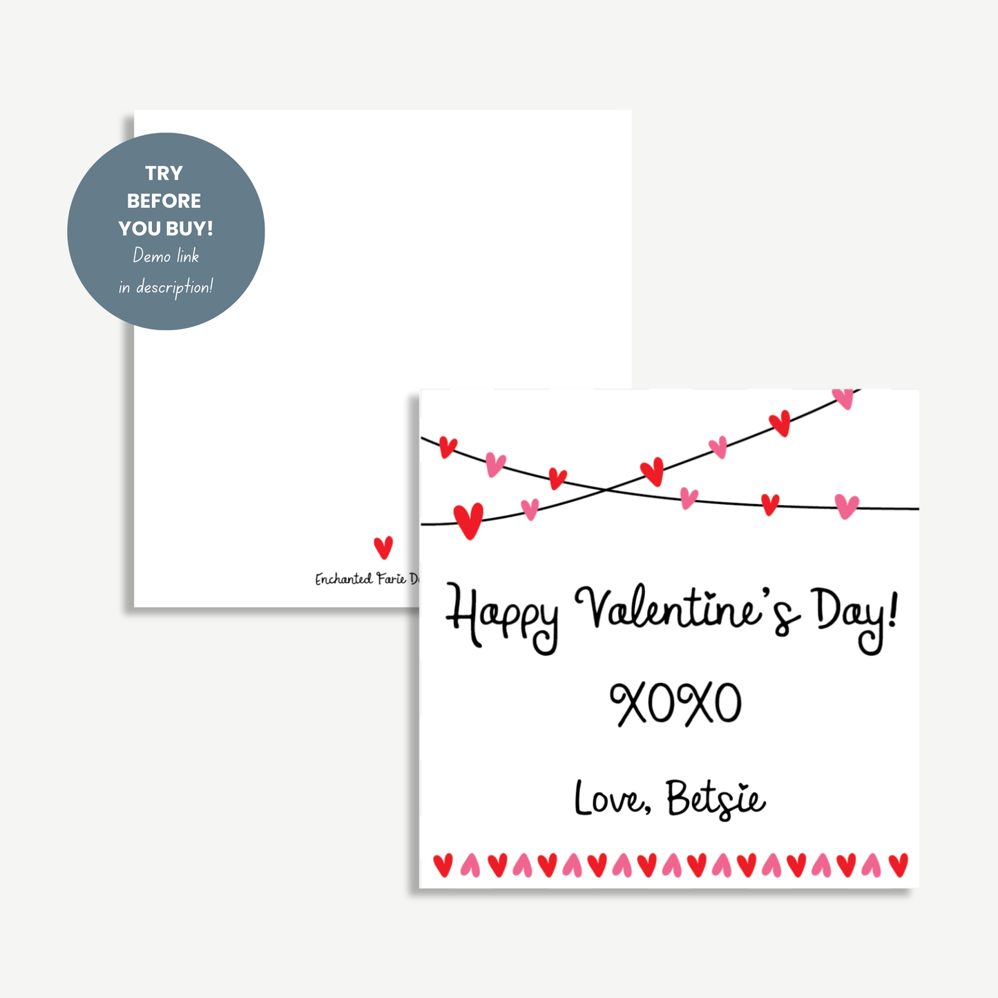 String of Hearts | XOXO Gift Tag 3x3"