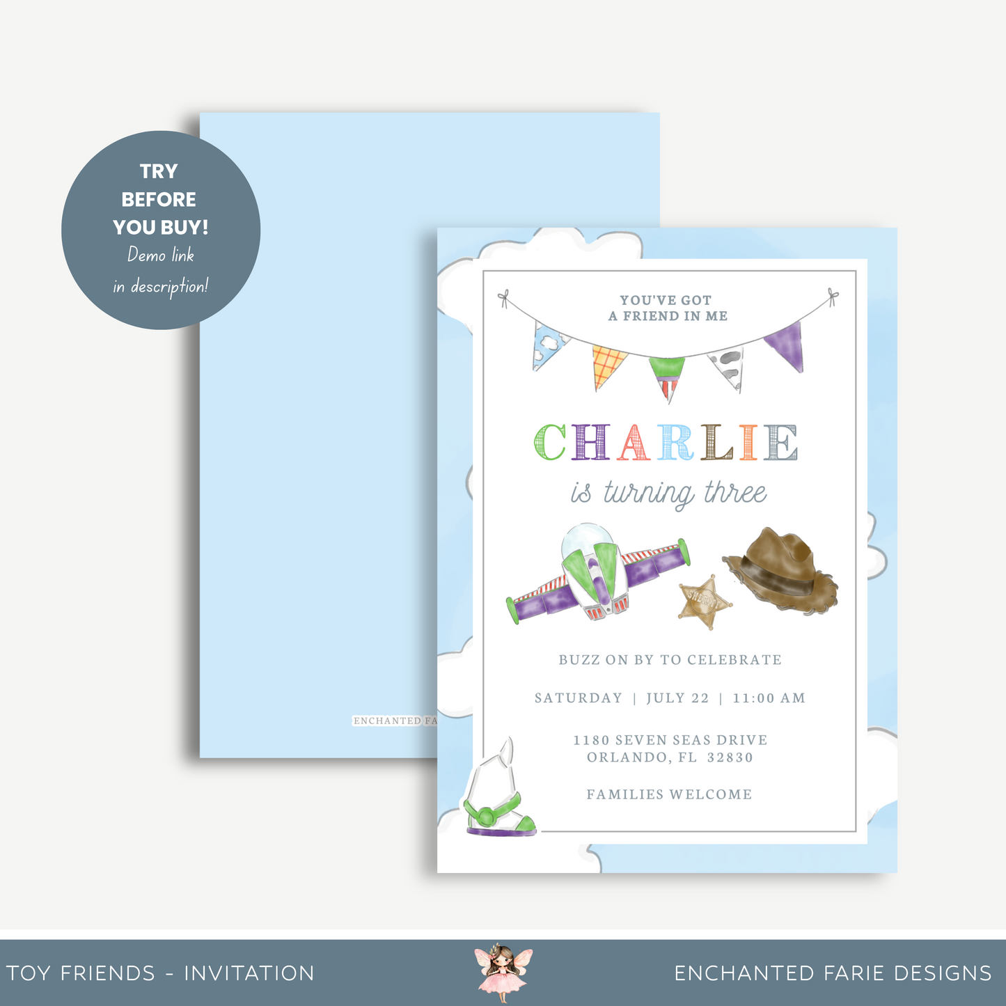 Toy Friends Birthday Invitation – You've Got a Friend in Me 5x7"