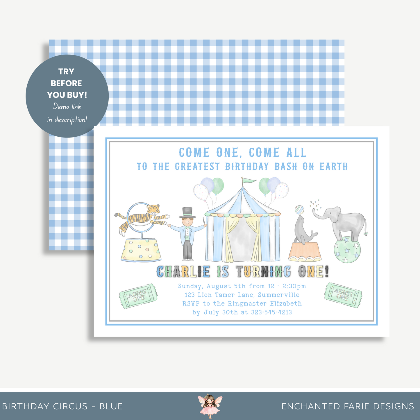 Circus Birthday Invitation – Greatest Show on Earth Printable for First Birthday Party