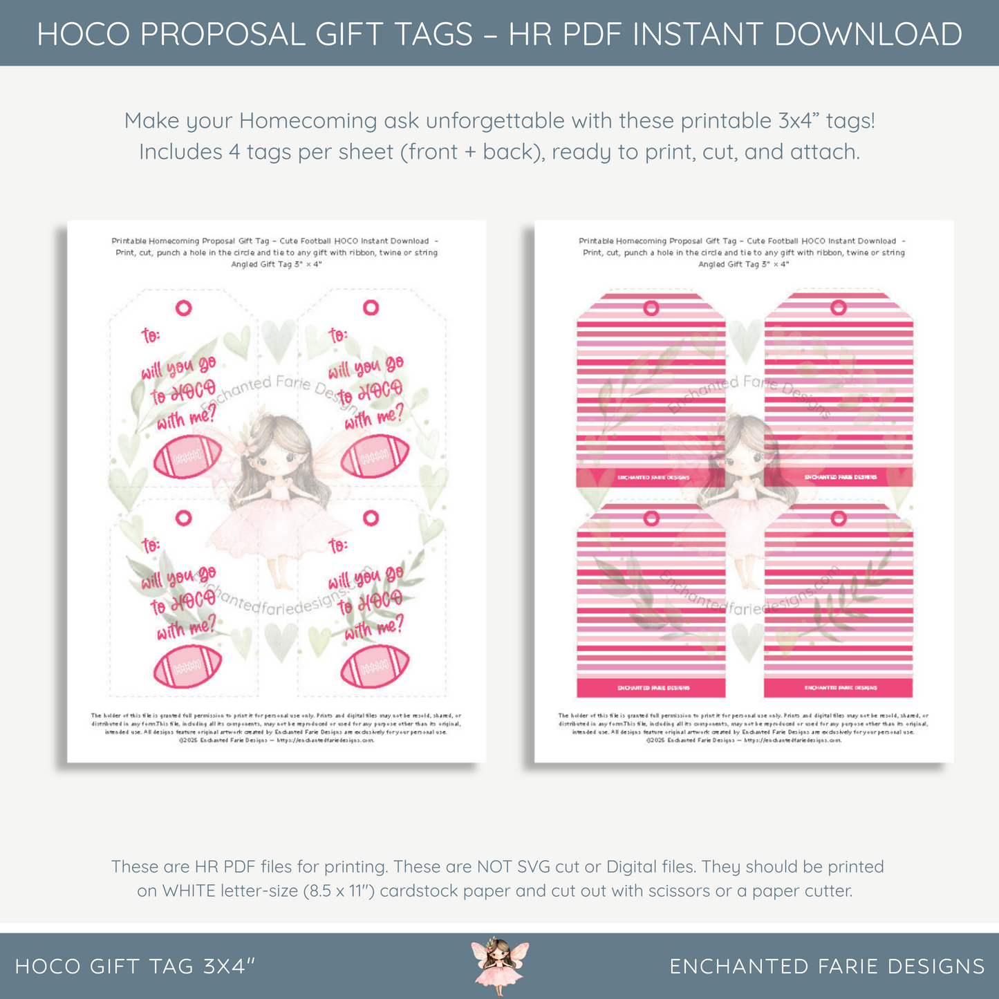 Printable Homecoming Proposal Gift Tag – Cute Football HOCO Instant Download