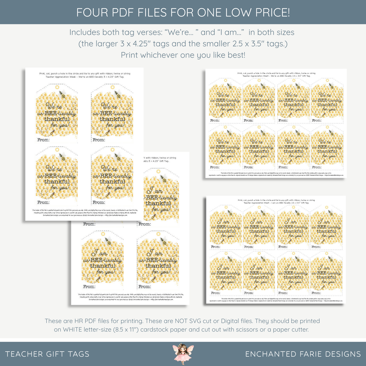 BEE-lievably Thankful Gift Tags – Printable Honeycomb Tags