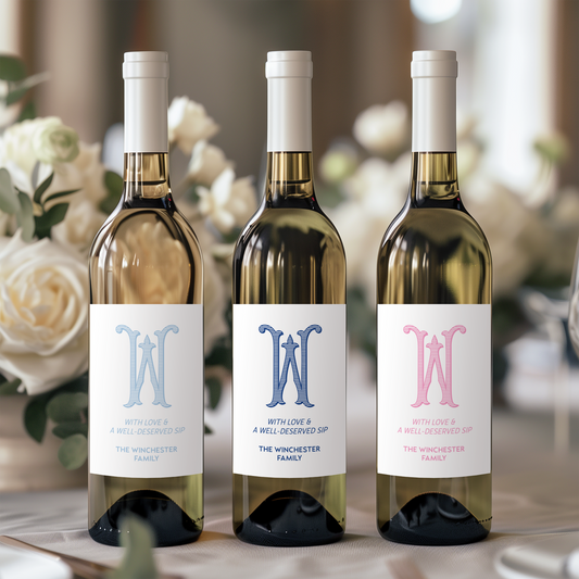 Monogram Wine Bottle Sticky Label 4x6" - Template