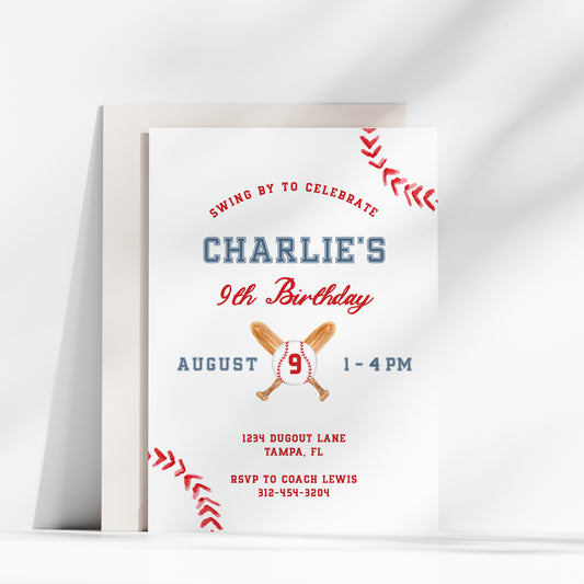 Baseball Boy Birthday Invitation